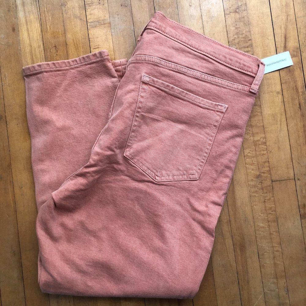 Banana Republic, waist 34/short high-rise slim peach coloured premium denim, NWT